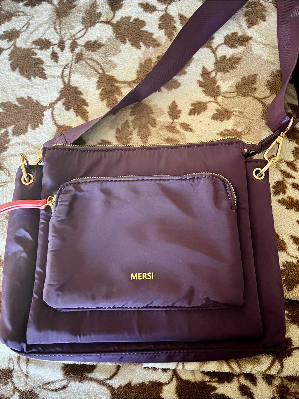 MERSI Deep Purple Crossbody Bag with Front Zip Pocket